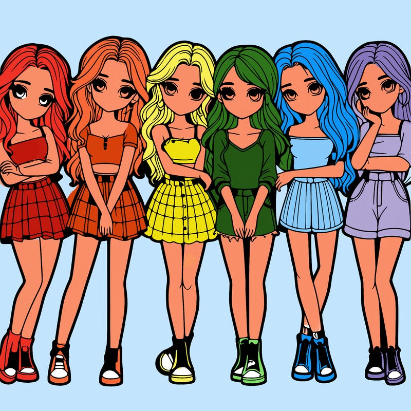 a group of girls realistic