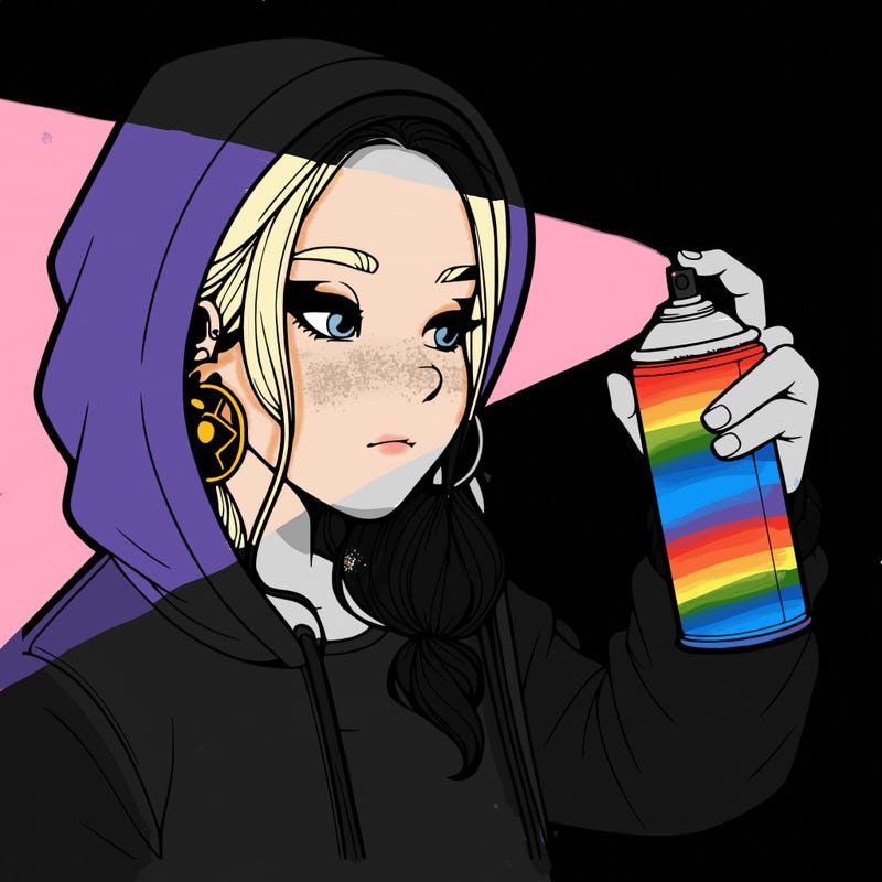 a realistic girl, spray painting