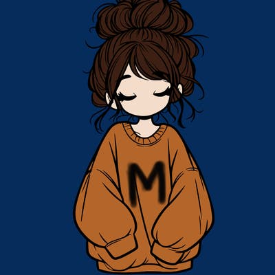 girl with baggy sweatshirt and messy bun