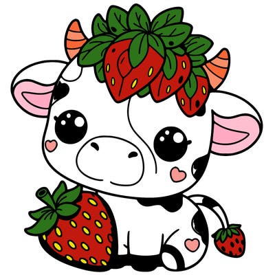 cute strawberry cow