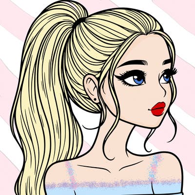 a beautiful and realistic girl with a high pony tail
