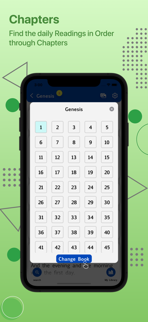 New International Version(NIV) - Chapter selection screen in the NIV Bible app showing a grid of numbered chapters for the book of Genesis.