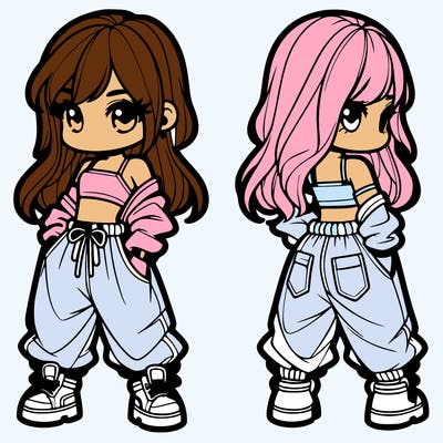 girl in crop top and baggy pants