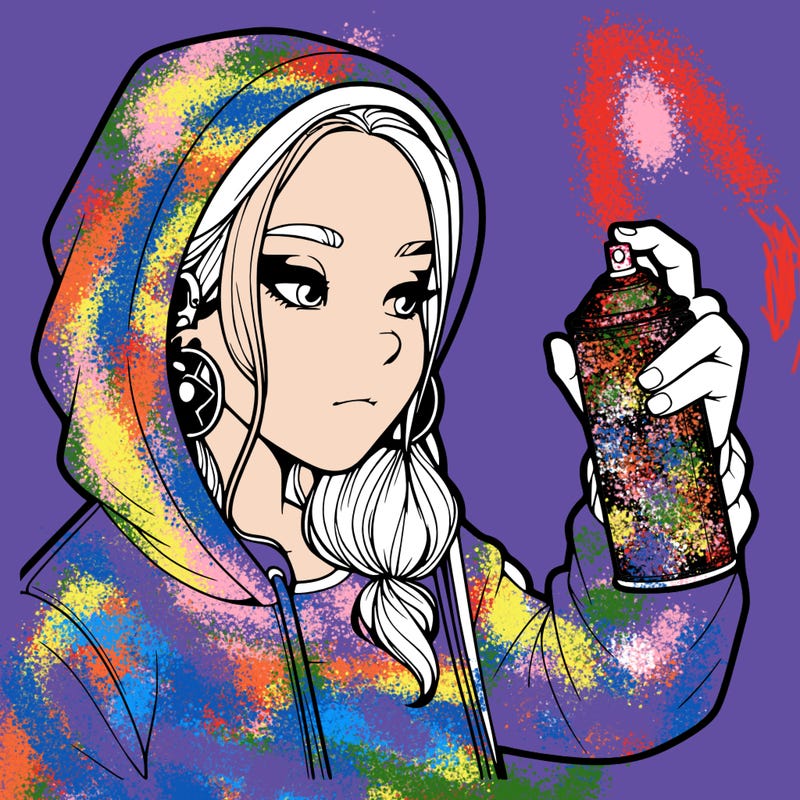 a realistic girl, spray painting