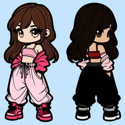 girl in crop top and baggy pants