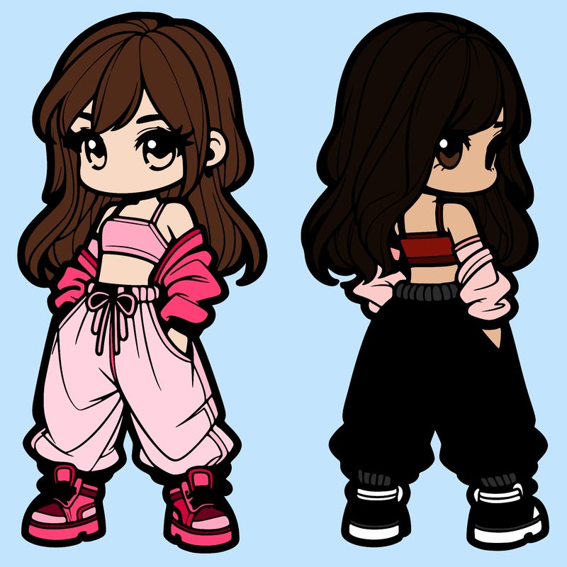 girl in crop top and baggy pants