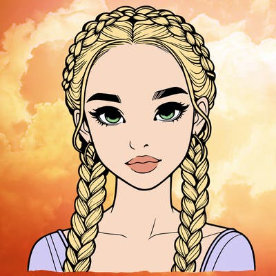 realistic girl with braids