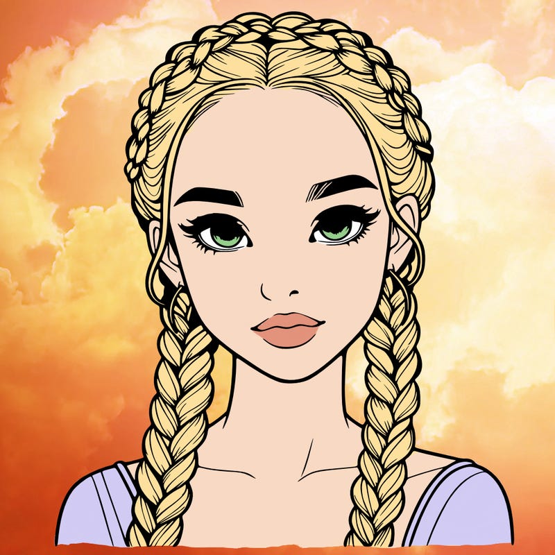 realistic girl with braids