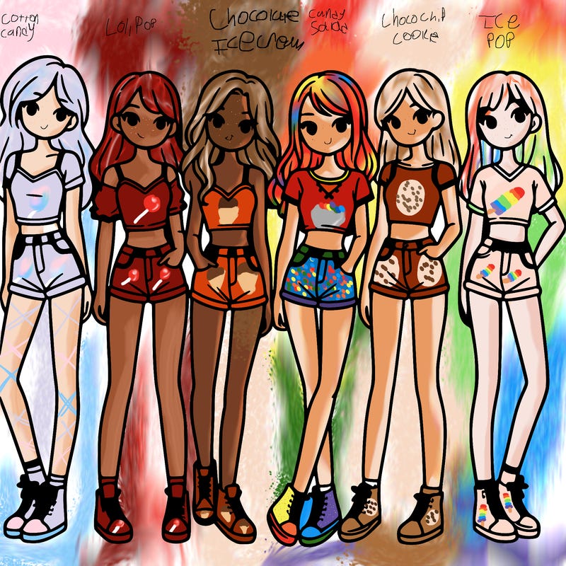 a group of girls wearing crop tops and shorts