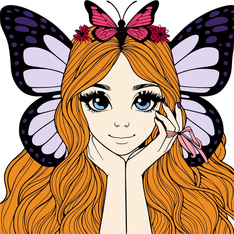 butterfly realistic girl