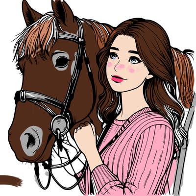 realistic girl with horse