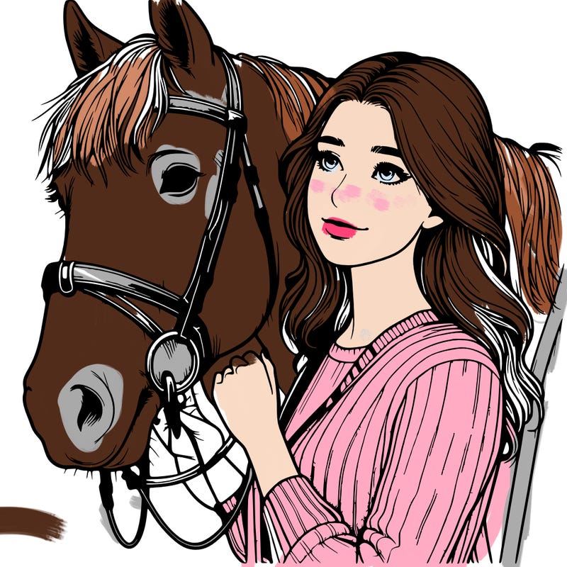realistic girl with horse