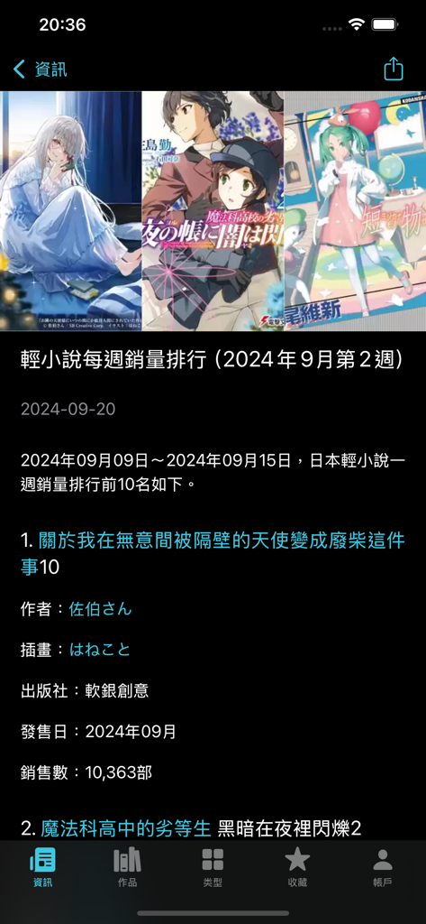 輕小說百科 - Weekly sales ranking list of Japanese light novels in the Light Novel Encyclopedia app