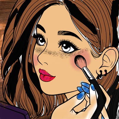 a realistic girl doing her makeup