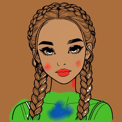 realistic girl with braids