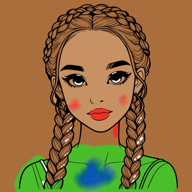 realistic girl with braids