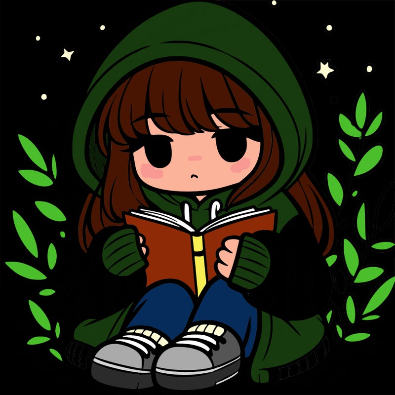 girl in oversized hoodie reading a book