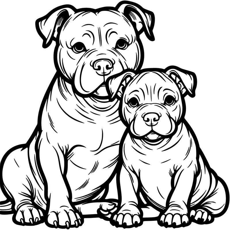 two pitbulls sitting together