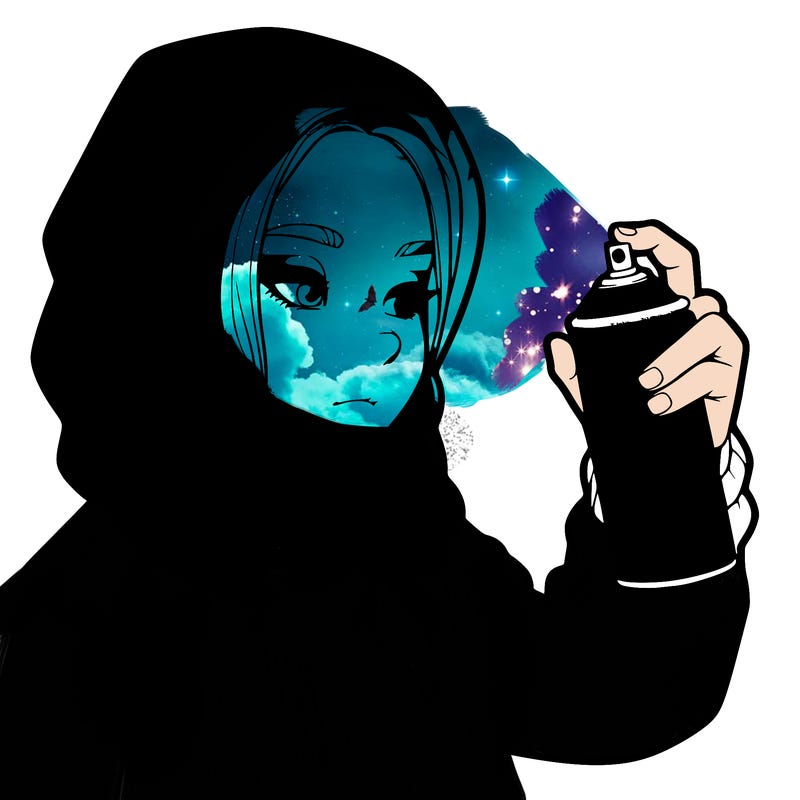 a realistic girl, spray painting