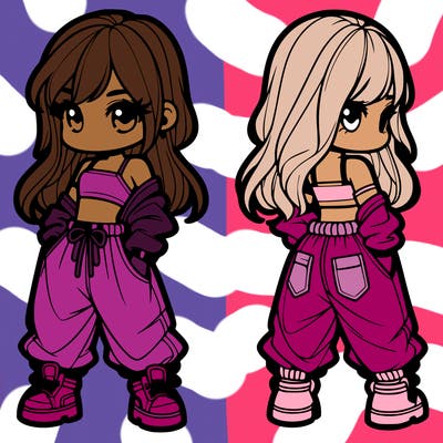 girl in crop top and baggy pants