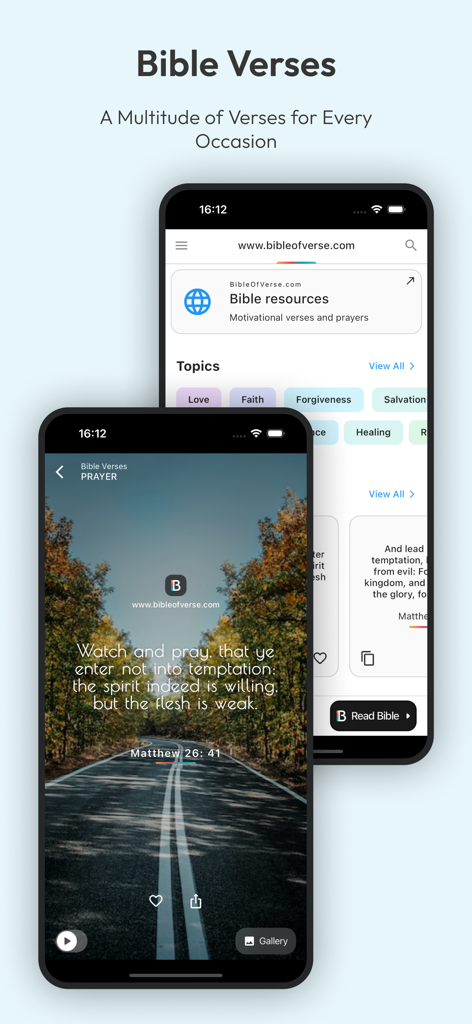 Hymns Of Praise: Jesus Church - Mobile app screen displaying Bible verses and spiritual prayer topics