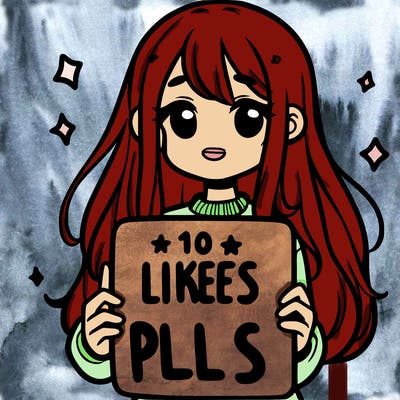 girl holding a sign that says 10 likes pls