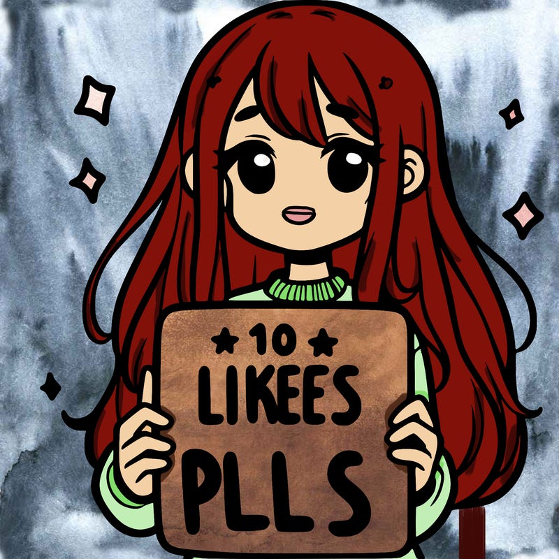 girl holding a sign that says 10 likes pls