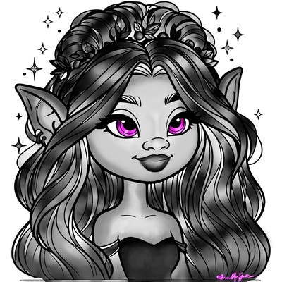 realistic magical beautiful female troll with oversized features