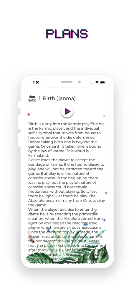 A mobile app screen from Leela Chakra Ai explaining the spiritual concept of Birth and Janma in the karmic play.