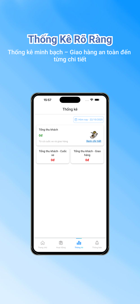 Earnings statistics screen of the 71ViVu app showing transparent reports for rides and delivery services