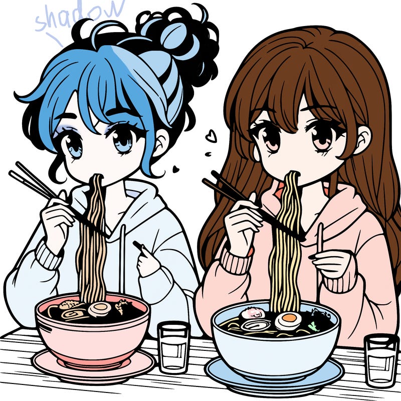 girls eating ramen