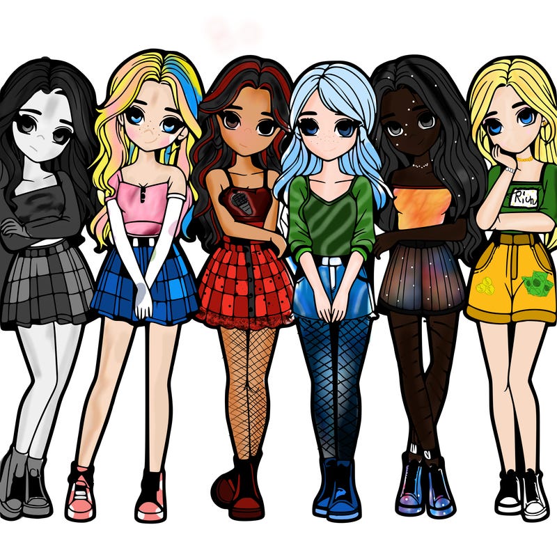 a group of girls realistic