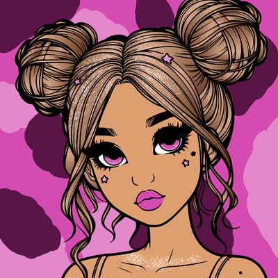 realistic girl with space buns