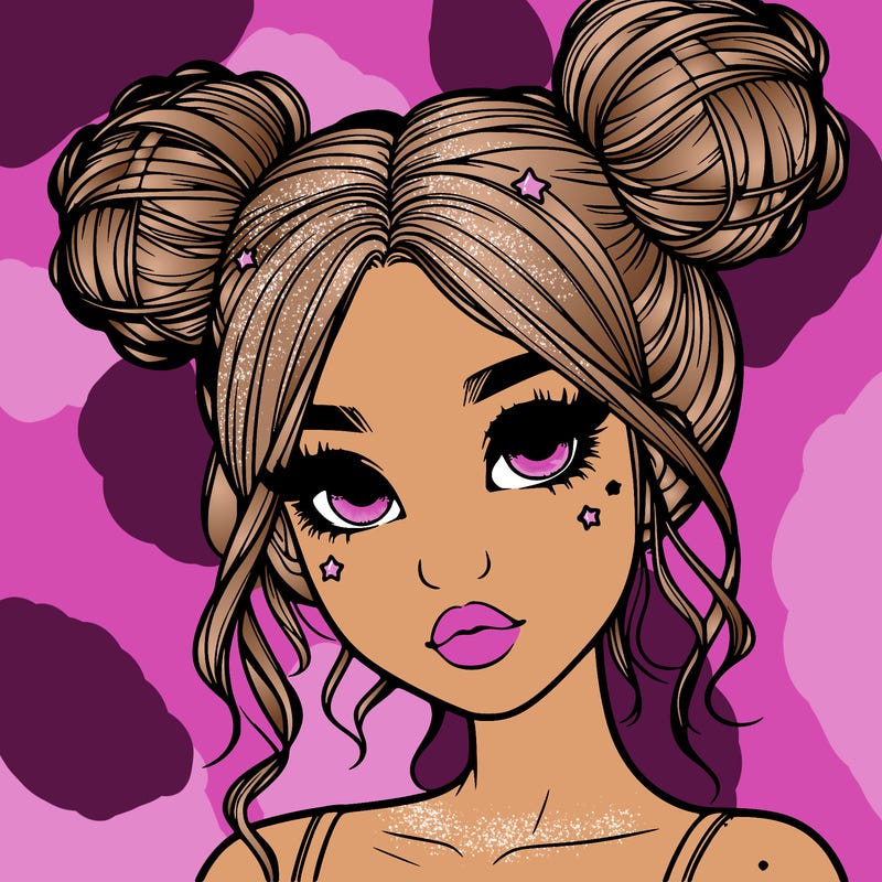 realistic girl with space buns