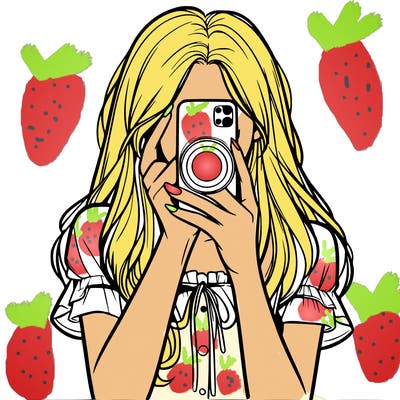 a realistic girl holding her phone taking pictures