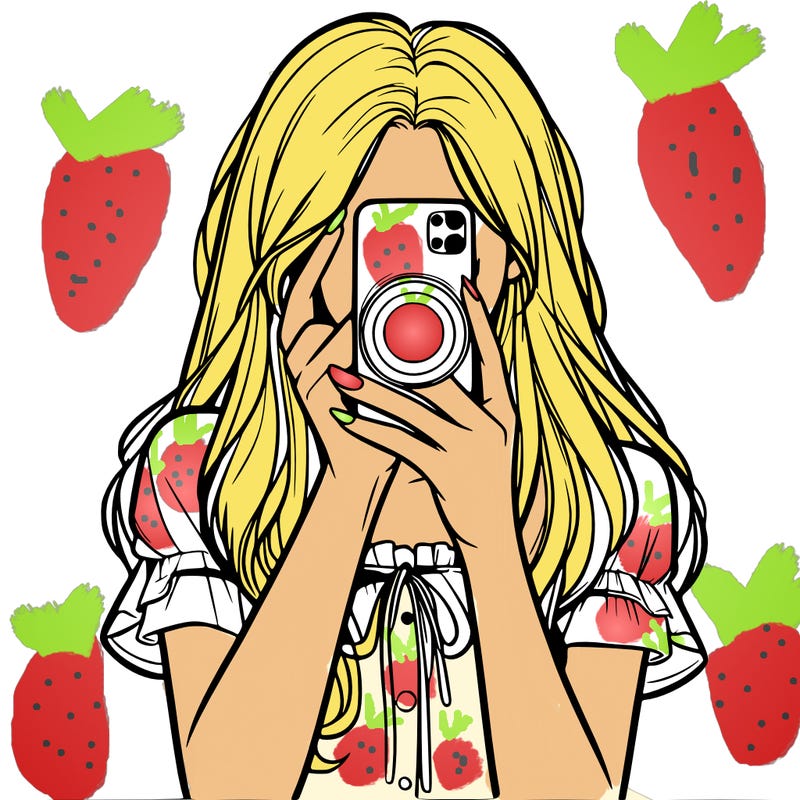 a realistic girl holding her phone taking pictures