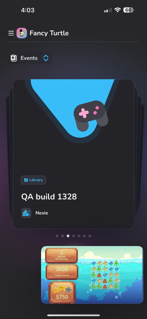 Live Aware: Mobile Streaming - Live Aware dashboard showing a QA build event and a game playing in picture-in-picture mode