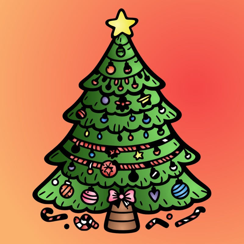 christmas tree with lots of details