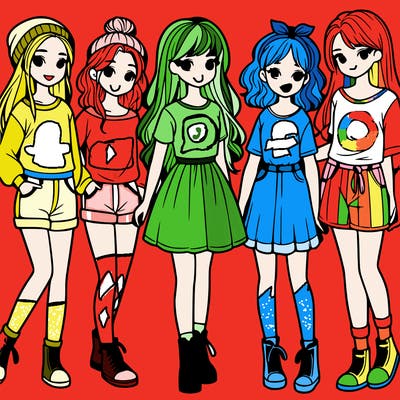 a group of five girls