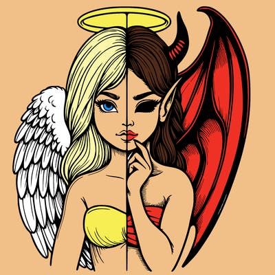 realistic angel half demon