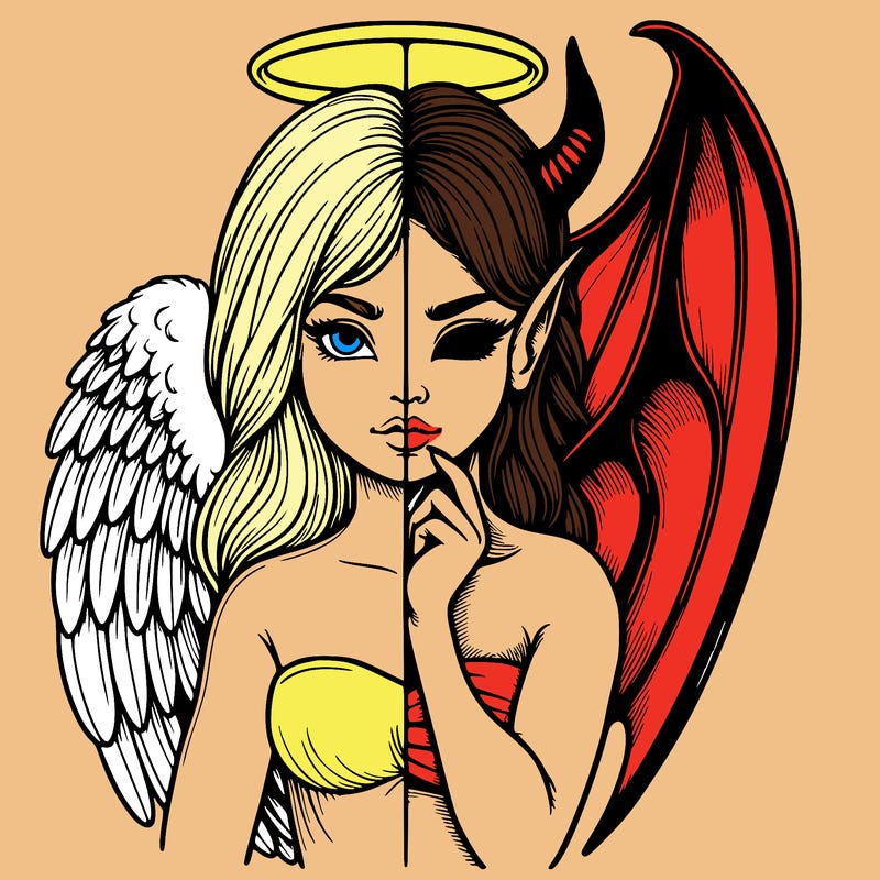 realistic angel half demon