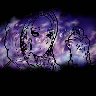 a realistic girl, spray painting
