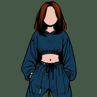 realistic girl faceless with baggy pants and a crop top