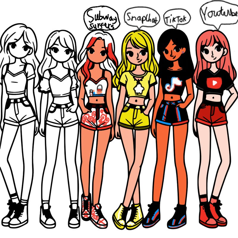 a group of girls wearing crop tops and shorts