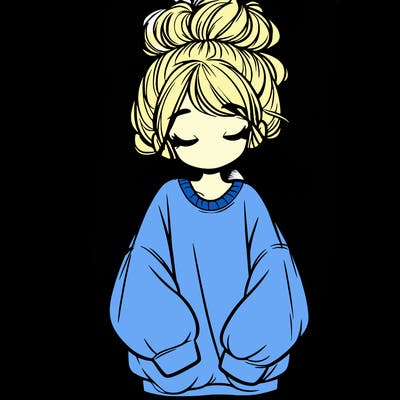 girl with baggy sweatshirt and messy bun