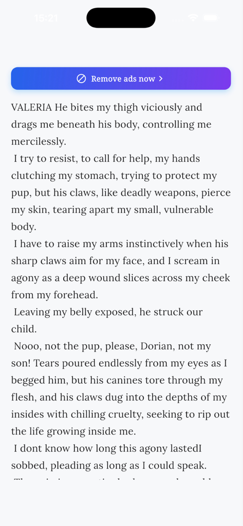 CrushNovels - A mobile screen showing a dramatic romance story chapter within the CrushNovels app interface.