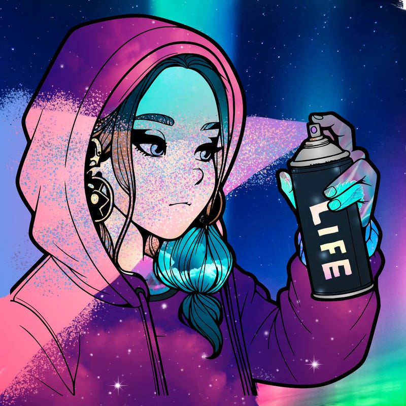 a realistic girl, spray painting