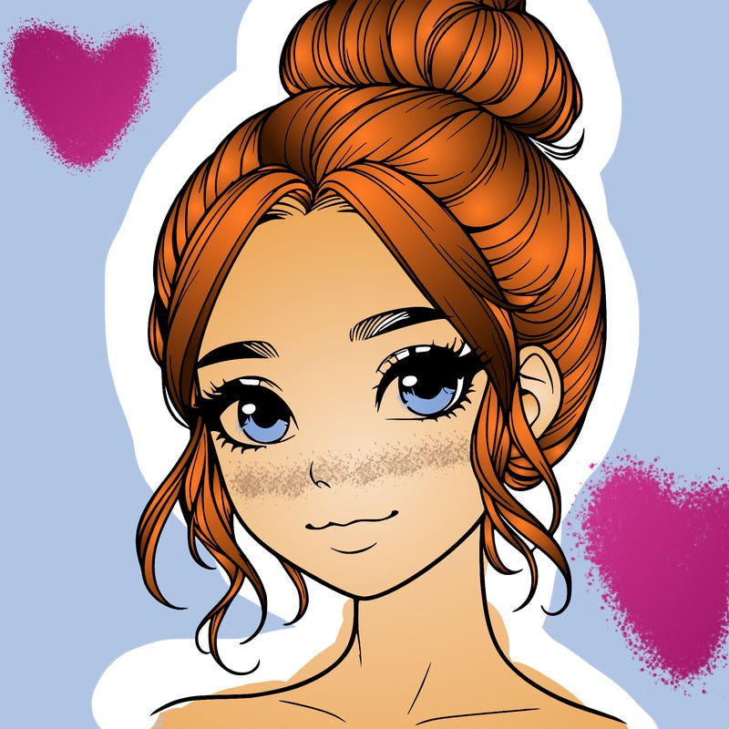 realistic pretty girl with hair in bun