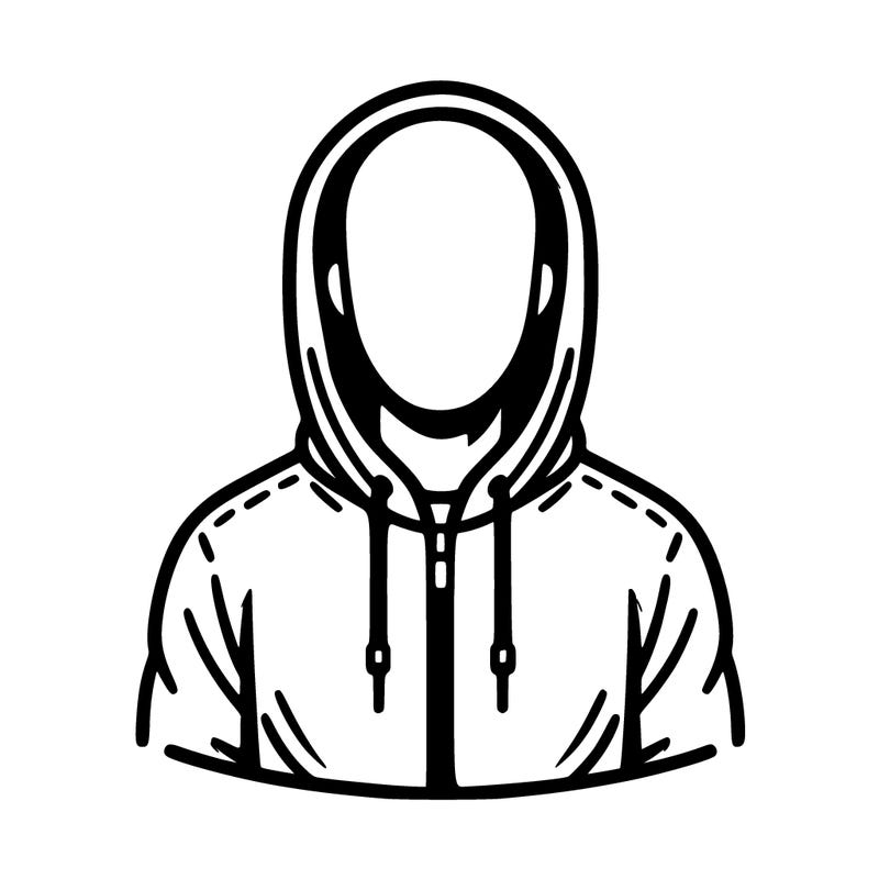 faceless bald guy in a tracksuit with hood up