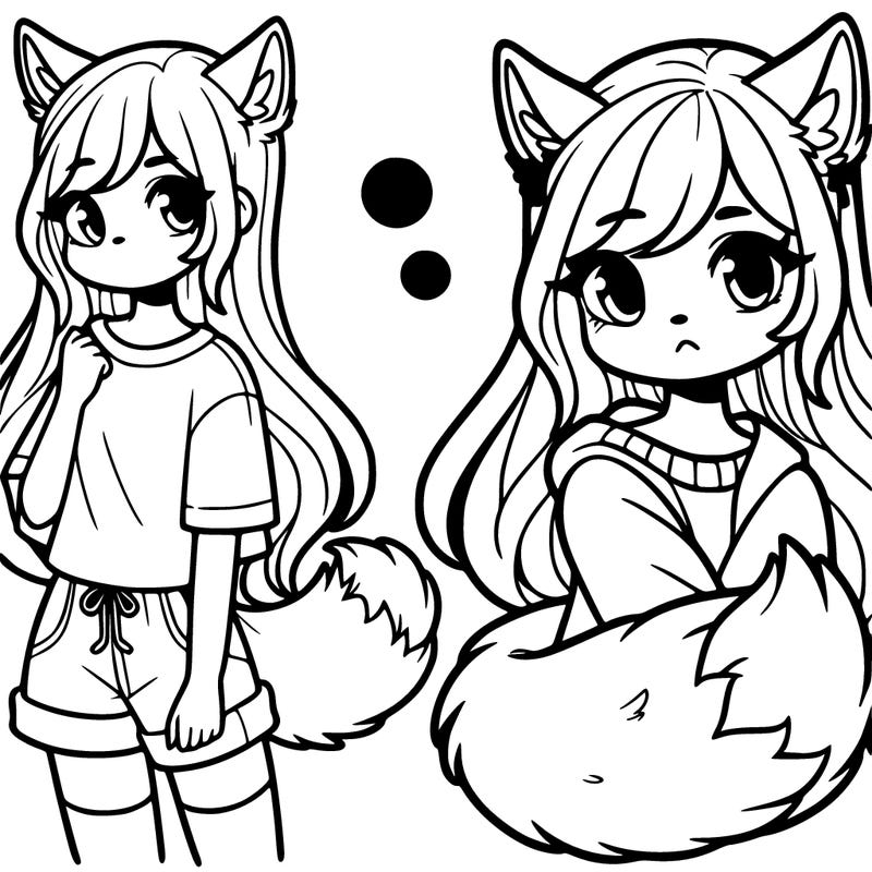 a teenage girl with fox ears and tail